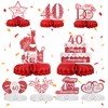 HZHSGLY 9PCS Ruby Wedding Anniversary Decorations, 40th Anniversary Decorations Romantic