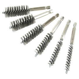 Pack of 6 Wire Brush Drill, Stainless Steel Cleaning Brush with Hexagonal Bar 1/4, Cylinder Wire Brush in Various Sizes for Drill, Polishing, Grinding, Rust Removal, Deburring