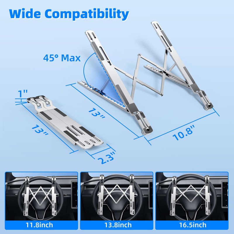 Angle Adjustable Car Steering Wheel Laptop Holder,Foldable Laptop Stand for