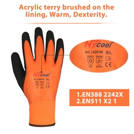 DS Safety Waterproof Rubber Coated Work Gloves, Blue and Grey, for Indoor and Outdoor Work 3 Pairs (Orange, L)