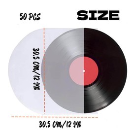 50 Pack 12 Inch Vinyl Record Inner Sleeves – Anti-Static Round Bottom Plastic Sleeves for EP/LP Records, Semi-Transparent Protective Inner Sleeve Covers, Secure Storage Solution