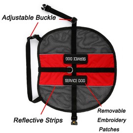 PLUTUS PET Service Dog Vest with 2 Removable Patches, Light Weight and Breathable Mesh Service Animal Harness,Perfect for Summer and Hot Days,Red,L,Girth 26.7-31.5"