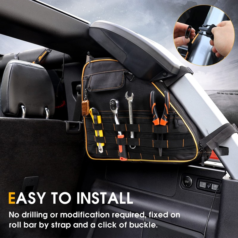BESTAOO Roll Bar Storage Bag Cargo Cage for Ford Bronco