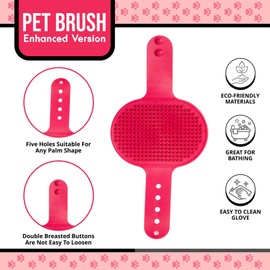 HappiTails Silicone Dog Bath Brush – Soft Pet Scrubber for Bathing & Grooming – Shampoo Brush for Dogs, Cats & Puppies – Adjustable Strap – Choose from 5 Colors (Pink)