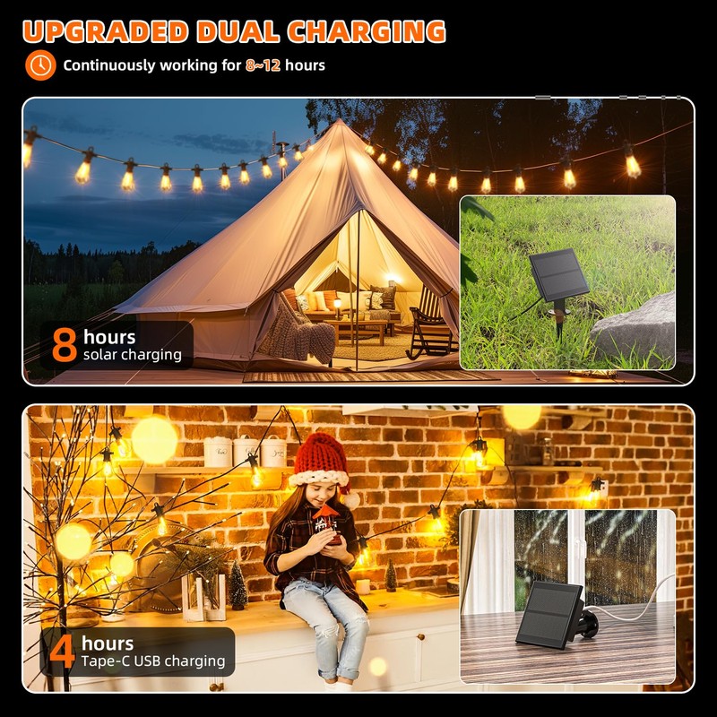 Kawaya Solar Powered String Lights: 50 FT LED Outdoor Patio