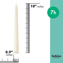 BOLSIUS Ivory Taper Candles - Bulk Case of 2 Packs = Total 200 Candles - 7+ Hours - Premium European Quality - Consistent Smokeless Flame - Unscented Dripless Candlesticks