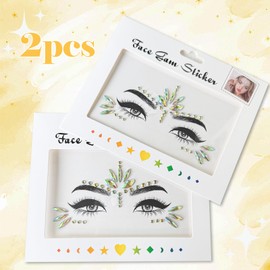2 x golden face tattoos, tattoo stickers are suitable for festivals, parties, concerts, wedding, pool, beach, bachelor parties and more