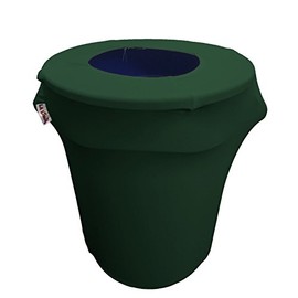 LA Linen Stretch Spandex Trash Can Cover 32-Gallon Round, Hunter Green