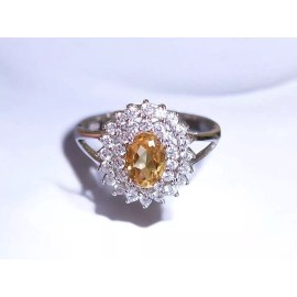 Silver Grace Jewelry Sunlight Ring Oval Cut Citrine Ring -  s925 - Size 5 6 7 - Elegant Woman Jewelry