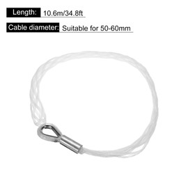 sourcing map Cable Pulling Grip for 50-60MM/1.97''-2.36'' Cables, Nylon Anti-wear Wire Pulling Grip Sock Kit 10.6 M/34.8Ft Flexible Eye Mesh Rope