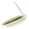 Incense Stick Holder Leaf Shape 24 cm Long Sandstone White