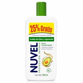 Nuvel Crema Corporal y Facial Hidratante 750 ml  Con Aceite de Oliva y Aguacate  Suaviza y Nutre la Piel Seca