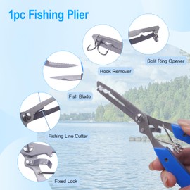 Fishing Crimping Pliers + 500pcs Fishing Crimp Sleeves Kit, Fishing Pliers Hook Remover with Aluminum Copper Single Double Barrel Crimping Loop Sleeve Set