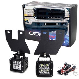 iJDMTOY Compatible With Ford 1999-2004 F-250, 2001-2004 F-350 F-450 F-550 Super Duty & Excursion, Complete 40W High Power LED Fog Lights w/Mounting Bracket, Wiring Harness, On/Off Switch