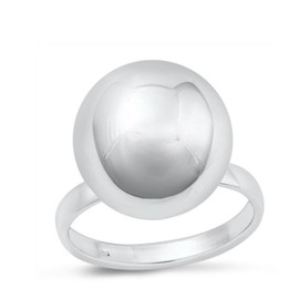 Sterling Silver 925 Large Ball Ring for Women - Fashion Accessory - Size: 6