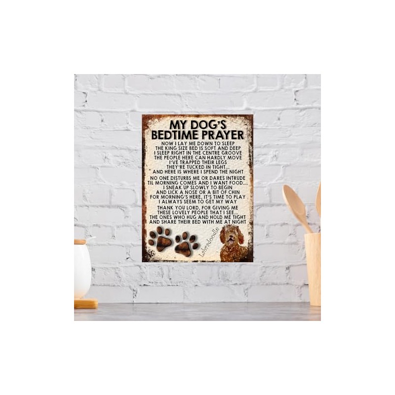 MY DOG'S BEDTIME PRAYER RETRO STYLE METAL TIN SIGN/PLAQUE (Labradoodle)