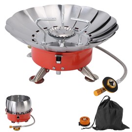 WODHMIEY Portable Camping Stove 3500W Outdoor Gas Cooker with 35cm Extended Hose & Adapter, Lightweight Foldable, Windproof & High-Temperature, Ideal for Hiking, Fishing, BBQ, Emergency Cooking