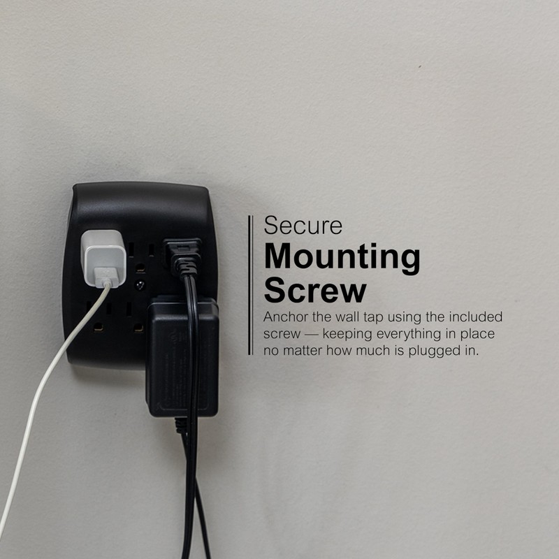 GE 6-Outlet Extender Wall Tap, Grounded Adapter, Outlet Splitter, Charging