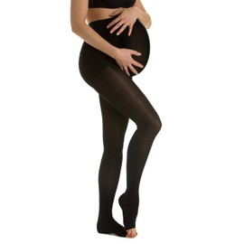 Relaxsan M2090A (Black 1-S) Medical Cotton Pregnancy Support Tights Class 2 - K2 Open Toe