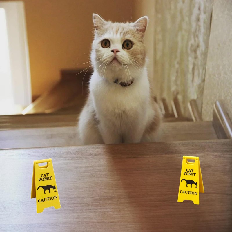 Cat Vomit Sign,Caution Cat Vomit,Cat Dog Vomit Warning Sign, Cat