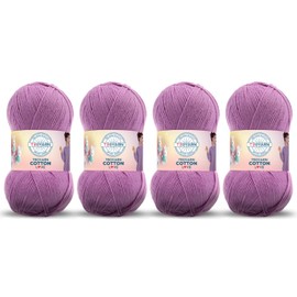 Troyarn Cotton Love (4- Skeins Pack) 55% Cotton 45% Acrylic Yarn Cotton Yarn (4 x 3.52 Oz - 4 x 100 gr)/(4 x 360 Yard - 4 x 330 mt)(11343 - Lilac)