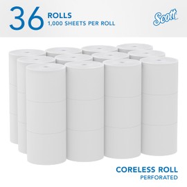 Scott Professional Essential Coreless High-Capacity Standard Roll Toilet Paper, Bulk (04007), 2-Ply, White (36 Rolls of 1,000 Sheets, 36,000 Sheet Total)