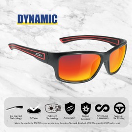 ICECUBE DYNAMIC Polarized Sports Sunglasses - Anti-Slip, Lightweight for Men & Women: Driving, Running, Golf, Casual Sports (BLK/Red)