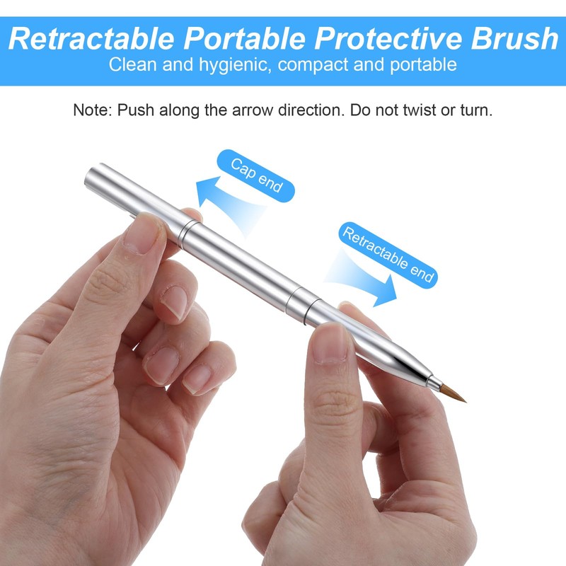 Retractable Lip Brush, Silver Dual Ended Lipstick Brush, Portable Brushes