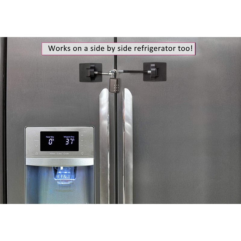 Refrigerator Lock (Black with Black Combination Padlock)