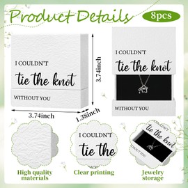 Wonderjune 8 Pcs Bridesmaid Gifts Jewelry Box Bridesmaid Proposal Gifts I Couldn't tie the knot Without You Bridesmaid Proposal Gifts Jewelry Box for Bridesmaids Wedding Gifts(Jewelry not included)