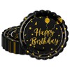 HFBOBP Pack of 50 Party Plates, Gold Foil Plates, Black