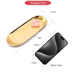 Yvttve 2 Pack Small Gold Decorative Trays, 7 Inch Jewelry Perfume Candle Trinket Tray, Key Towel Cosmetics Storage Dish Plate
