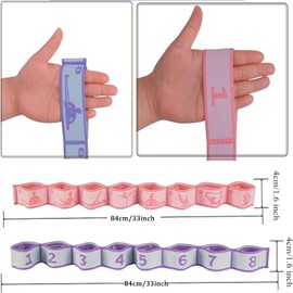 LxcshLjx 2 Pcs Stretch Bands for Exercise, Elastic Yoga Stretching Strap, 8 Loops Yoga Strap, Leg Stretch Band, Flex Pilates Stretch Band, Resistance Stretch Assist Belt for Ballet Dance Gymnastics