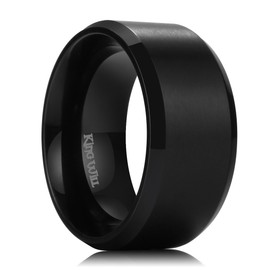 King Will 10mm Black Titanium Wedding Ring Brushed Center Engagement Band Beveled Edge (10)