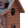 Home Bazaar Log Cabin Bird House, Handcrafted Wooden Outdoor Birdhouse
