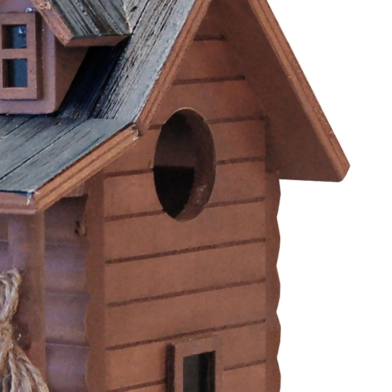 Home Bazaar Log Cabin Bird House, Handcrafted Wooden Outdoor Birdhouse