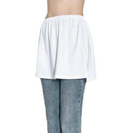 Vanrose Jan Women Layering Lower Sweep Shirt Unisex Basic Sweep Half Skirt Plus Size White 4XL-5XL