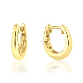 DTPsilver - Women's Creole Earrings Hinge Octagonal - Earrings 925 Sterling Silver, Yellow Gold-Plated or Rose Gold-Plated - Width 2.5 mm - Diameter 13 mm, Sterling Silver