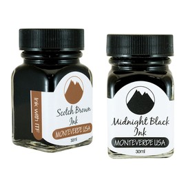 Monteverde 60ml Core Fountain Pen Ink Bottle (30ml Scotch Brown Ink Bottle G309SB, 30ml Midnight Black Ink Bottle G309MB)