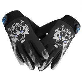 YJZQ Boys Girls Cycling Gloves Outdoor Full Finger Biking Mittens Windproof Thermal Riding Gloves Non-slip Shockproof Fitness Exercise Sports Gloves for Bicycle Skiing Climbing Racing Skating (5-10Y)