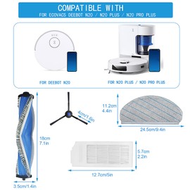 KiimSin KiimSin Ersatzteil f??r Ecovacs Deebot N20 Pro Plus / N20 / N20 Plus Staubsauger roboter Zubeh?r,1 Hauptb??rste + 2 HEPA Filter + 6 Wischt??cher + 4 Seitenb??rsten + B??rste