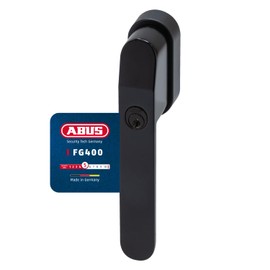 ABUS FG400 Lockable Window Handle - With Push Cylinder and Key - Child Lock and Burglary Protection - Universal Fit - Keyed Alike AL0089 - Security Level 5 - Black
