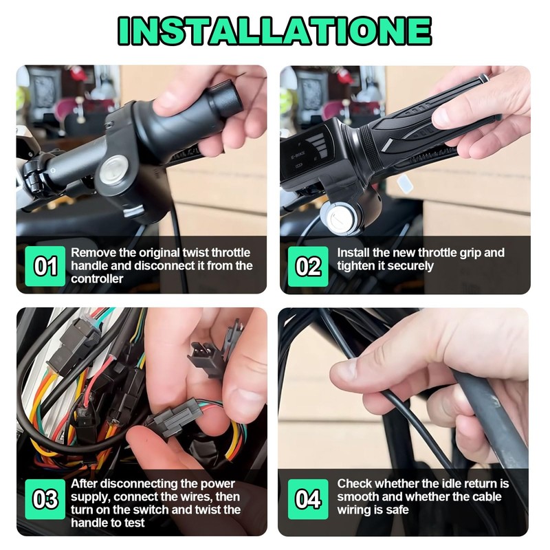 Royitay Ebike Full Twist Throttle Replacement for Ridstar Q20/Q20Lite/Q20Pro/H20/H26Pro/H20,48V, LCD