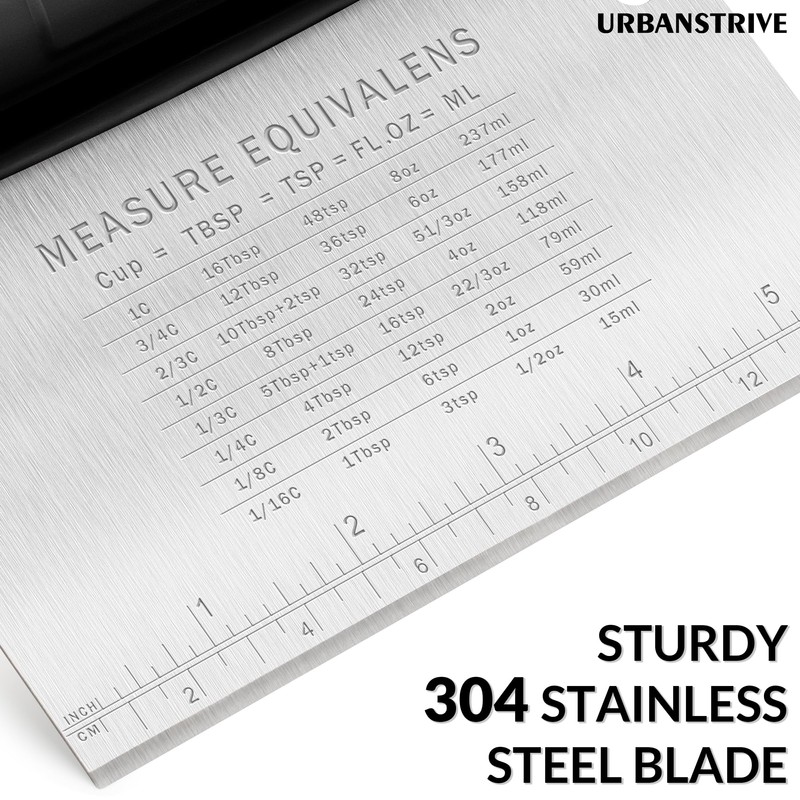 Urbanstrive Bench Scraper for Baking, Stainless Steel Dough Cutter and
