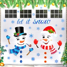 Garage Door Christmas Decorations Magnets - Snowman Snowflake Magnetic Christmas Decor Set - Refrigerator Decal Stickers Decorations for Garage Door Banner Xmas Holiday Party Home Decorations Supplies