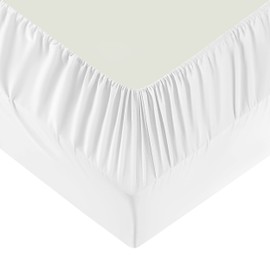 Moonlight Bedding Super King Fitted Sheet White - Premium 25cm Deep Pocket Fitted Bed Sheets – Soft Brushed Microfiber & Wrinkle Free Fitted Bottom Sheet Fad Resistant Bed Sheet (180 x 200 Cm)