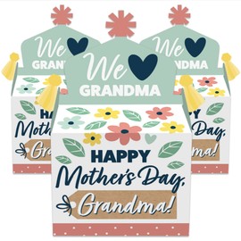 Big Dot of Happiness Grandma, Happy Mother’s Day - Treat Box Party Favors - We Love Grandmother Goodie Gable Boxes - Set of 12