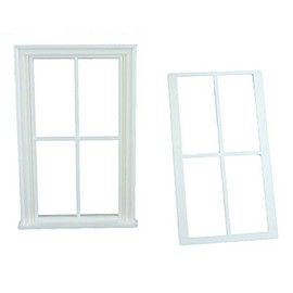 Melody Jane Dollhouse Miniature Plastic White Victorian Window Frame 4 Disc DIY Builders