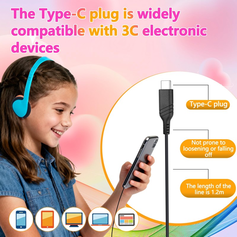 TJZXGUI Type C Headphones Bulk for Classroom School Kids 25