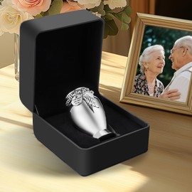 Dletay Small Urns for Human Ashes 2.85 Inch Keepsake Urn with Wing Charm Mini Cremation Urns for Ashes Stainless Steel Memorial Ashes Keepsake with Box